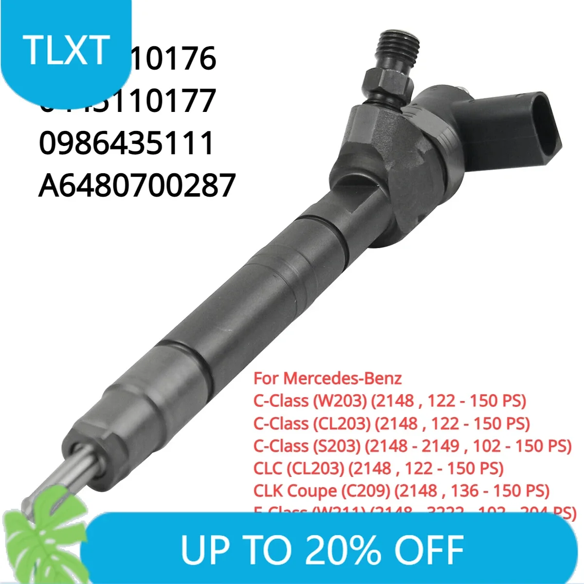 

0445110177 0445110176 A6480700287 New Diesel Fuel Injector Nozzle For Mercedes-Benz W203 W211 C E-Class 200CDI 220CDI