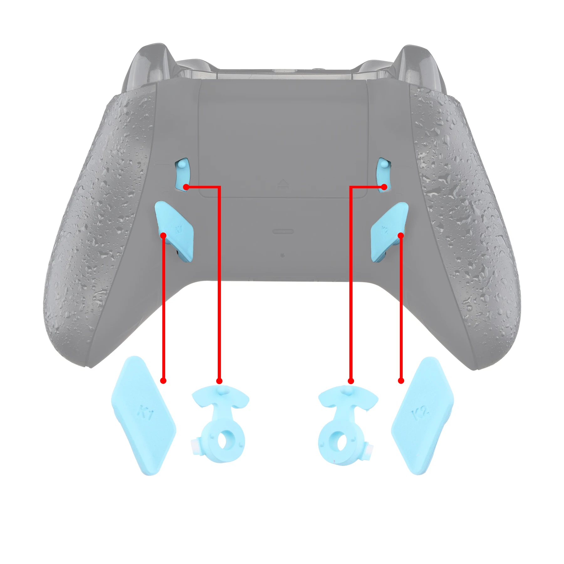 Botones de repuesto eXtremeRate Heaven Blue Soft Touch, paletas K1 K2 para controlador Xbox One S X, Kit de parada de mando y gatillo LOFTY