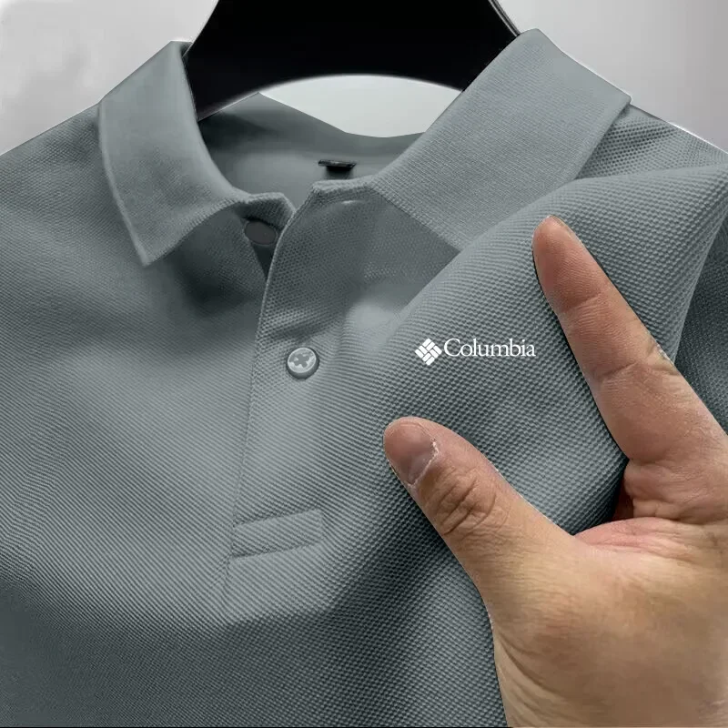 2026 Summer Men's Short Sleeved New Solid Color Casual Collar Polo Shirt Fashionable Breathable Loose Basic Top Men's Clothing