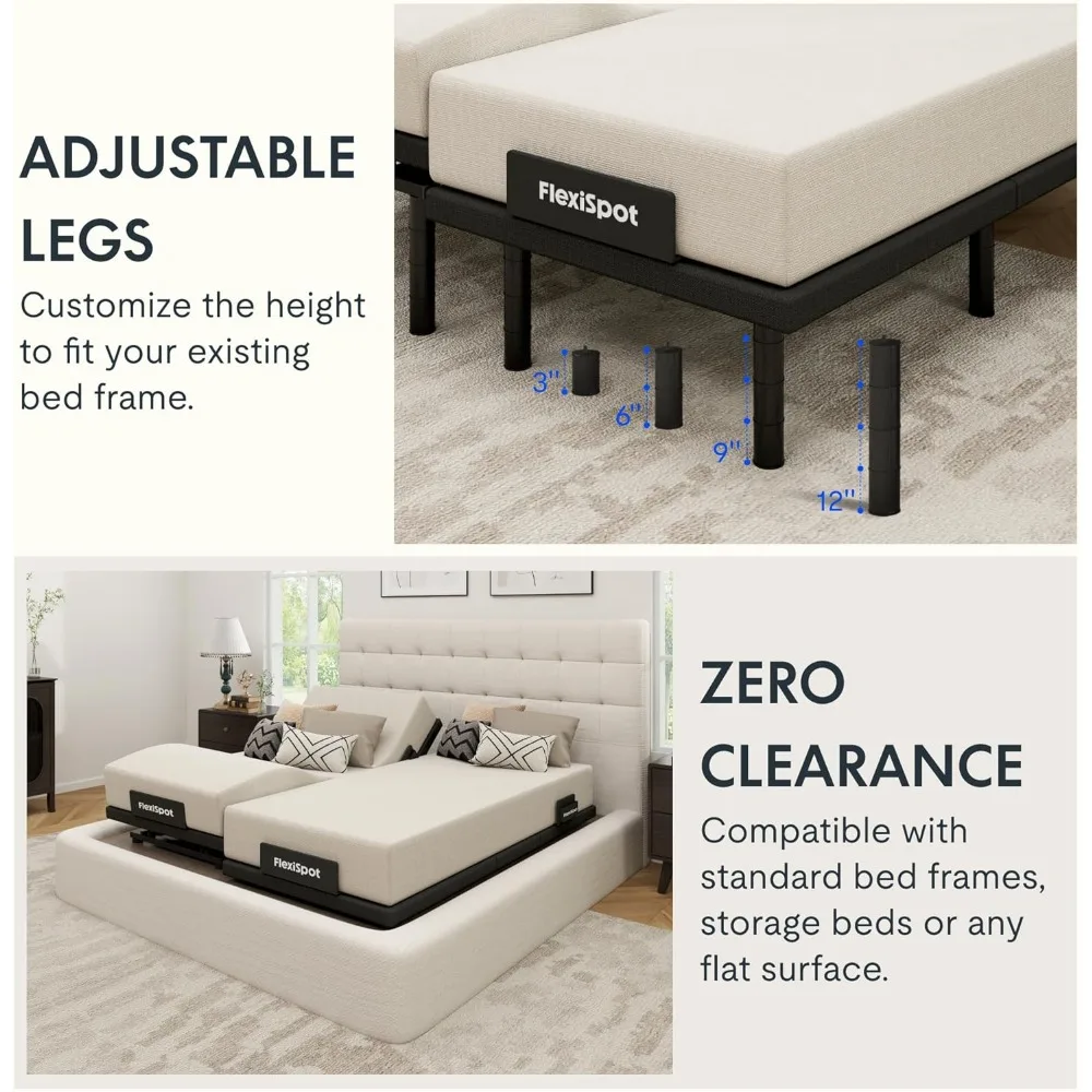 قاعدة إطار سرير قابلة للتعديل سبليت كينج، تدليك، تصفية صفر، تعديل متزامن، محرك متين هادئ. #5