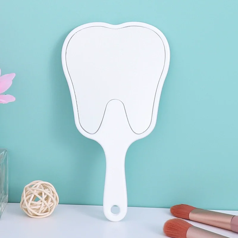 1Pcs Tooth Shaped Handheld Mirror PVC Unbreakable Hand Mirror Dental Mouth Examination Makeup Mirror Dentistry Accessories Gifts