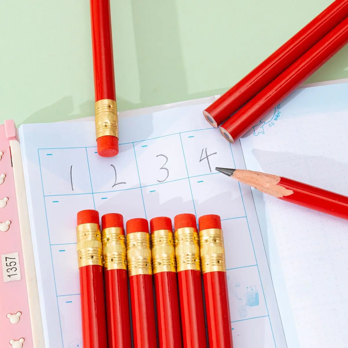 10, 20, 30, 40, 80 Pieces Customizable Red Paint Round Pencils with Engraving, with Eraser, Student Hb Pencils, Perfect for Writing, Student Drawing, and Artistic Creation - Suitable for School, Office, and Creative Use
