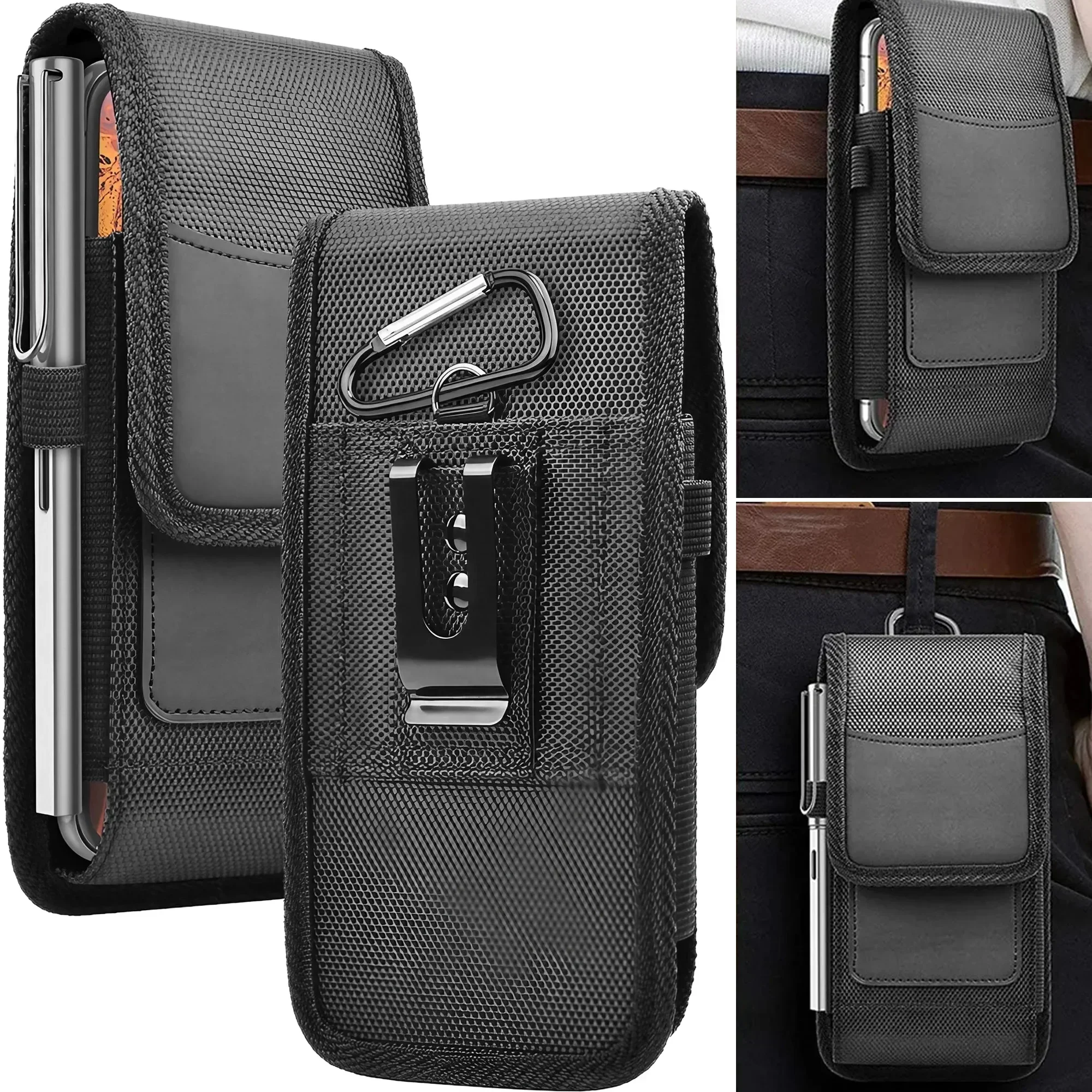 Nylon Vertical Phone Holster with Belt Clip Stonego Men's Waist Pack with Card Holder