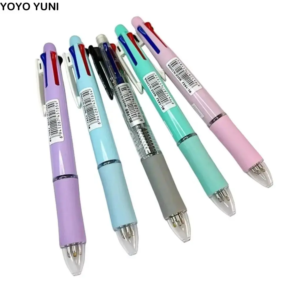 4pcs 4 Colors Ball Pen Multicolor Ballpoint Pens 5 in 1 Clip-on Multicolor Retractable Pen Soft 0.7mm Press Roller Ball Pen