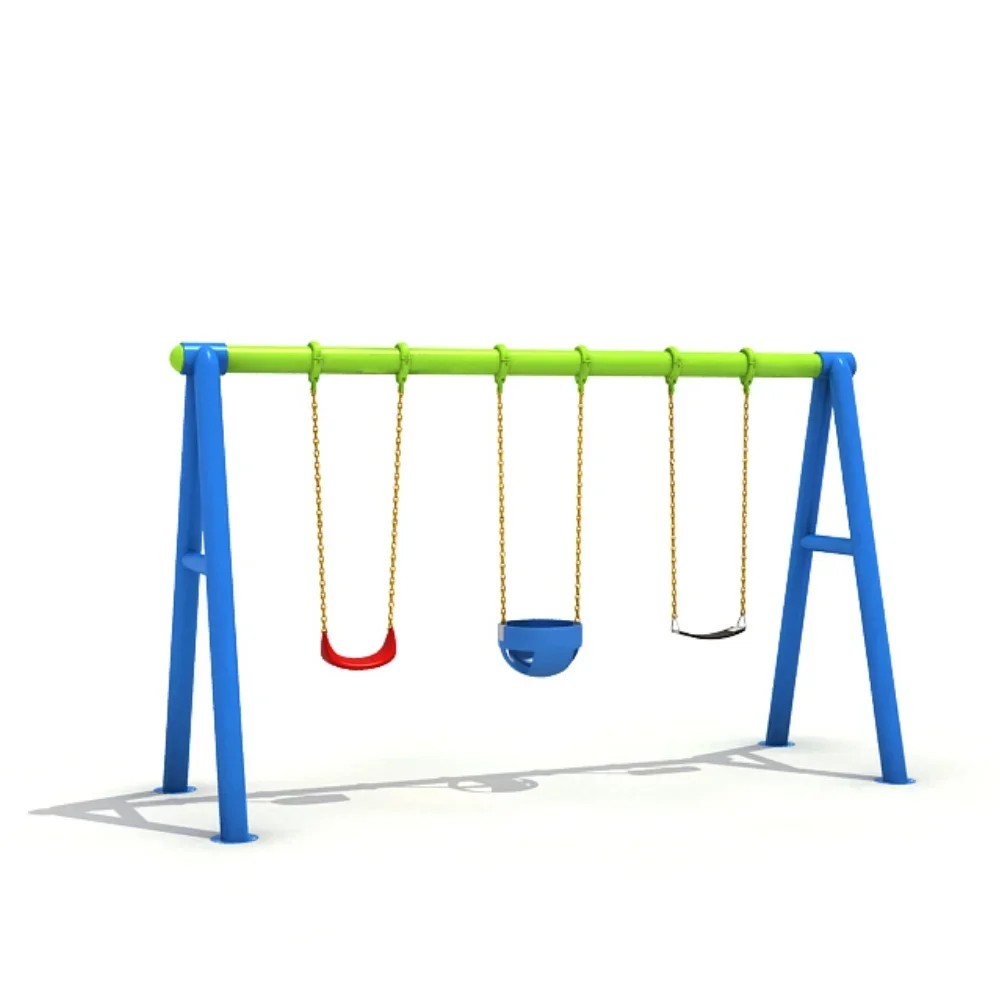 

New Arrival Outdoor Playground Equipment Plastic Swing 3 Chair Outdoor Equipment for Selling