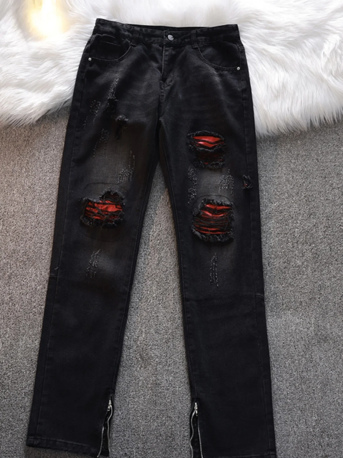 

Мужские джинсы в стиле ретро, американский тренд, винтажные, с лоскутным узором, прямые, с легким расклешением, повседневные, молодежные