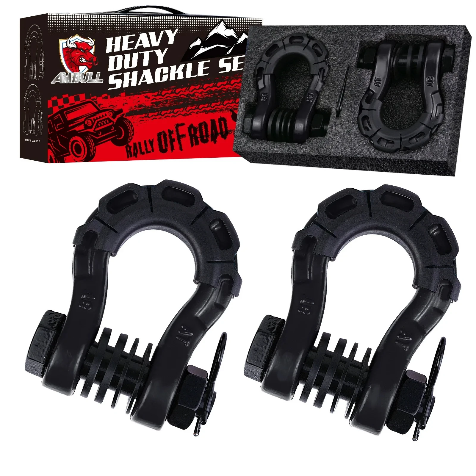 

2Pcs Trailer U-hook 8Ton 3/4" D Shackles Set with 2Pcs Isolators 4Pcs Washers for Vehicle Recovery 4WD Offroad Parts Towing Hook