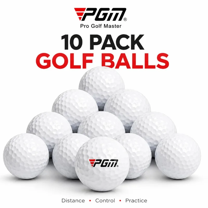 PGM 10 Pack Golf Balls Set Distance Control Practice Training Balls 2-Layer Durable High Elasticity Golf Ball