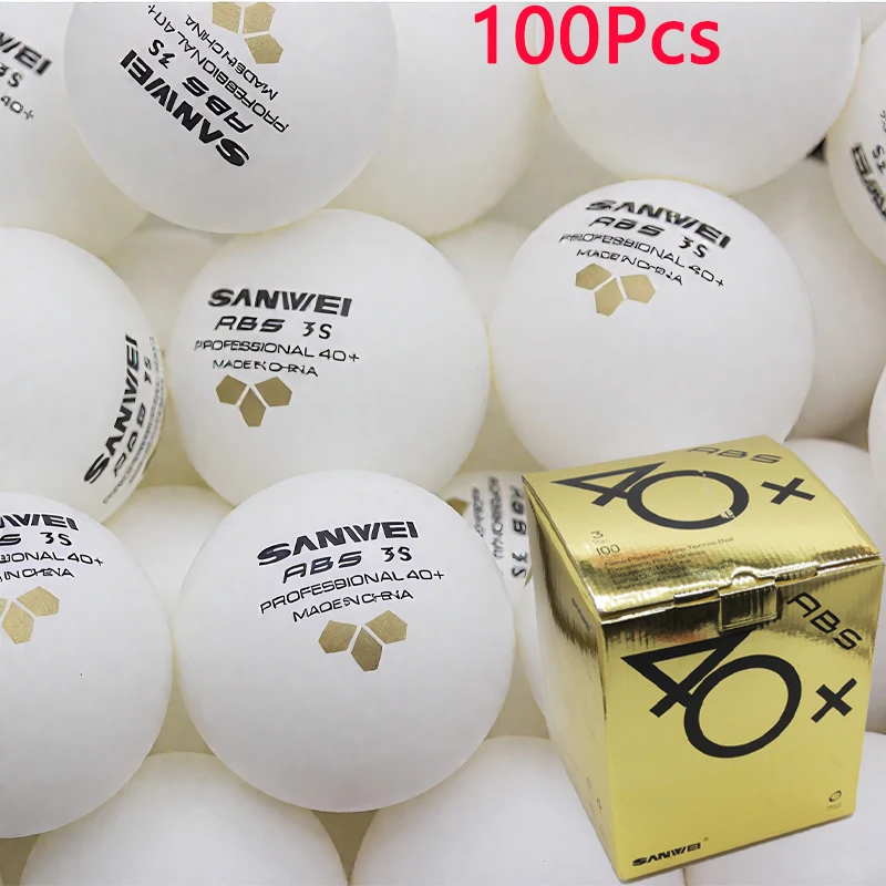 

100 шт. мячи для настольного тенниса SANWEI, АБС-пластик, новый материал, профессиональные 40+ мячей для пинг-понга со швами для соревнований и тренировок, прочные