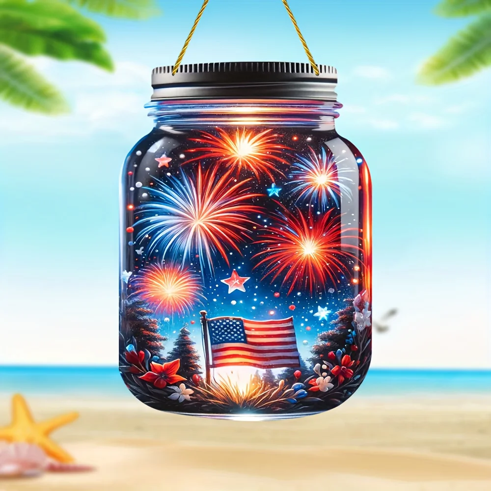 Independence Day Home,Acrylic Mason Jar,Summer Garden,Hotel/Garage/Bathroom/Door Hanging,Fireworks,Window Hanging,Kitchen,Room