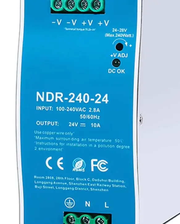 NDR-240-24 240W 24V 10A DIN Rail Switching Power Supply For Industrial Automation Control System Electrical Equipment