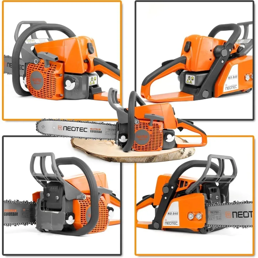 منشار غاز NEOTEC 45.4cc NS846 Powerhead مع شريط توجيه 16 بوصة وسلسلة 3.0 HP 2 24KW منشار سلسلة الطاقة متوافق تمامًا مع #4