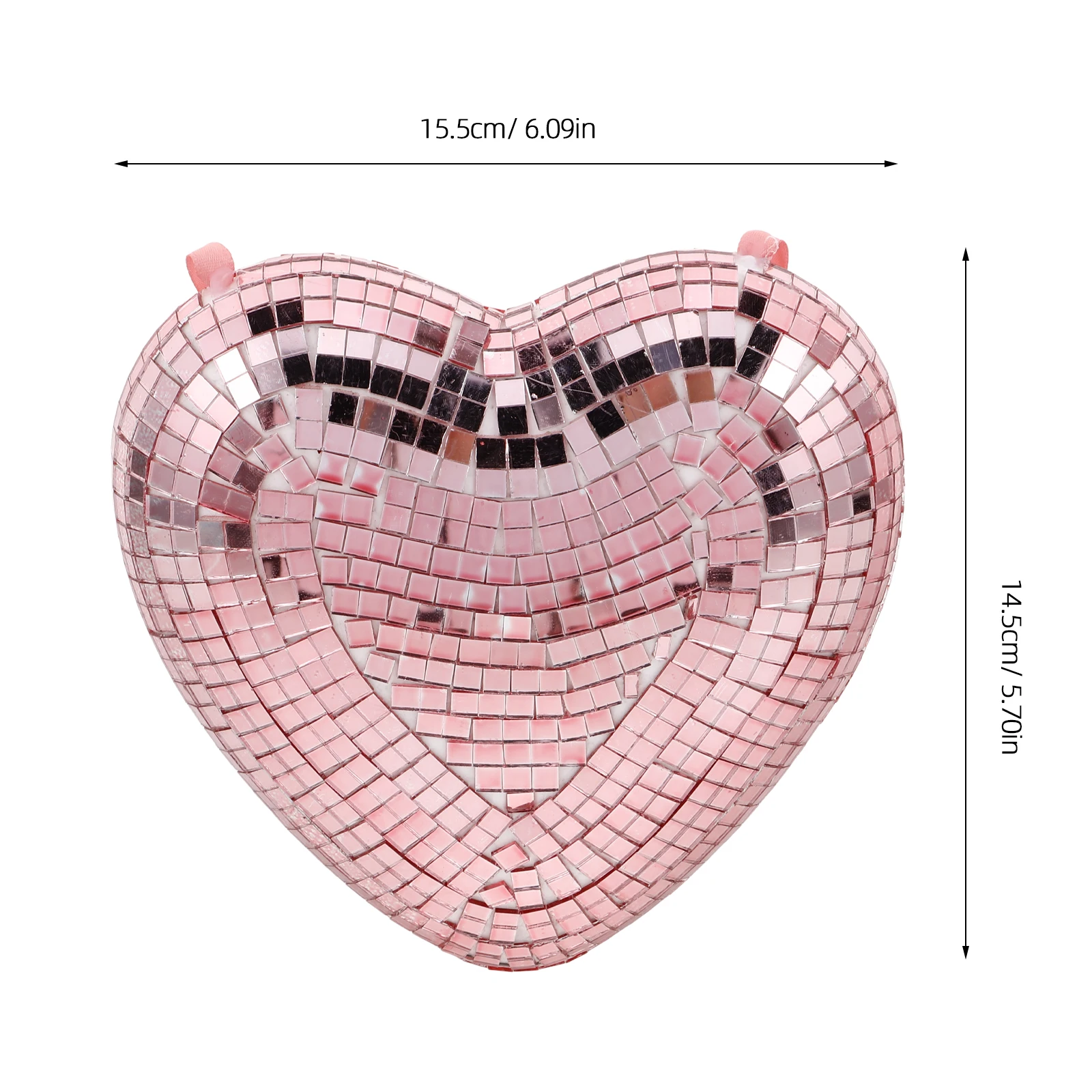 Disco Heart Shaped Hanging Ball Mirror Reflective Decoration for Valentine's Party Home Bar Ktv Ceiling Table Romantic Ambience