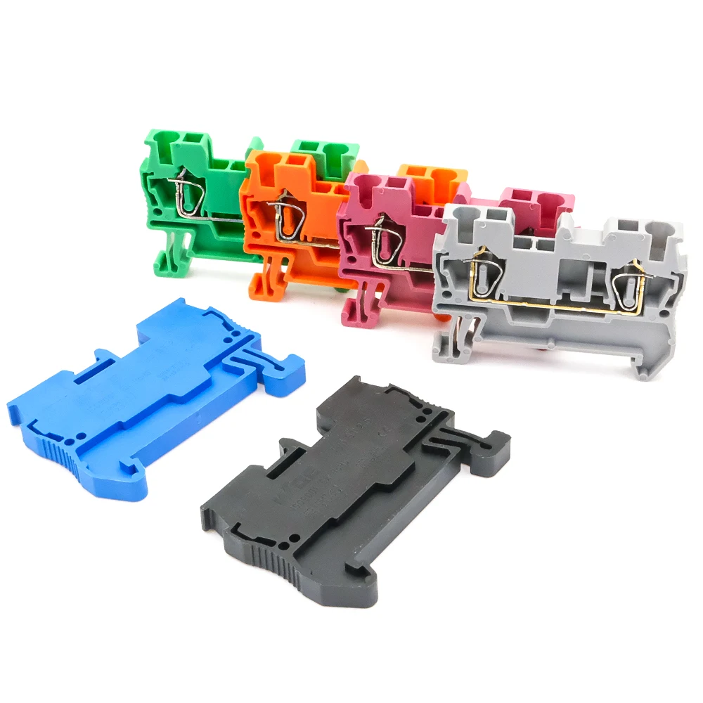 

DIN Rail Terminal Block 2.5mm² 300V Spring Clamp Connector ST 2.5 for Power Distribution (10Pcs)