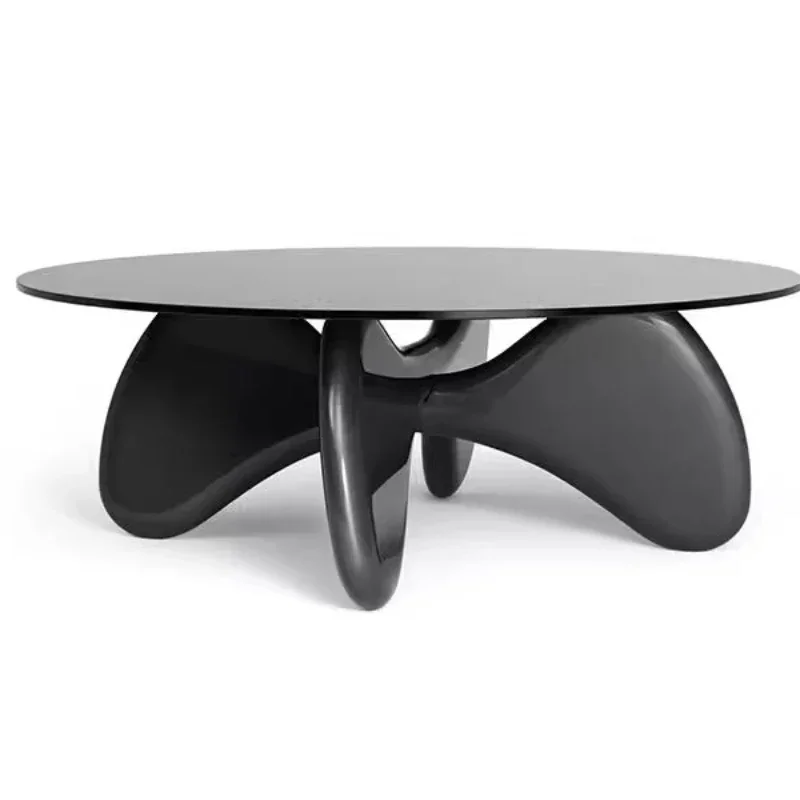 

Butterfly bone coffee table, wabi-sabi HC28 glass round paint, modern simplicity, living room home use, personalized splicing