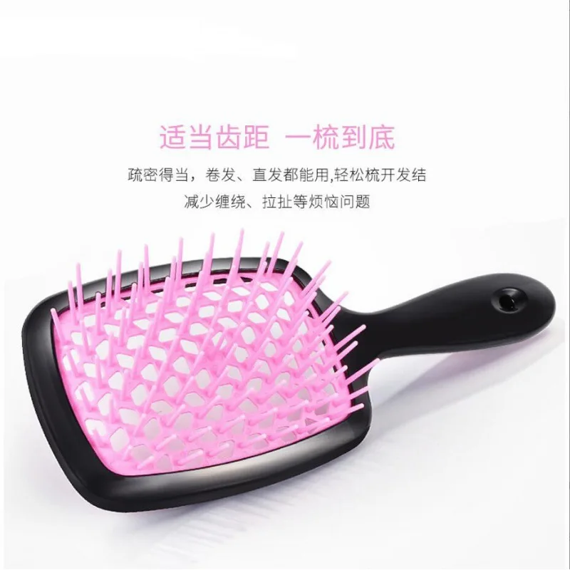 100Pcs Square Hollow Comb Best-selling Mesh Comb Color Mosaic Massage Comb Fluffy Styling Hair Comb