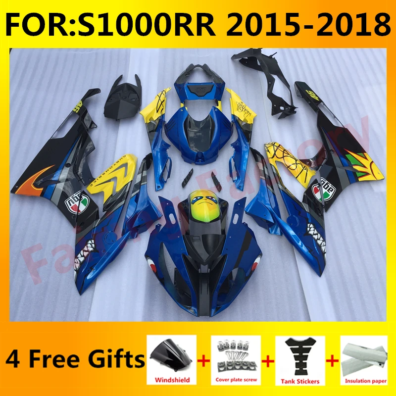 

NEW ABS Motorcycle full fairings kit fit For S1000RR S 1000 RR S1000 RR 2015 2016 2017 2018 bodywork Fairing kits set blue shark