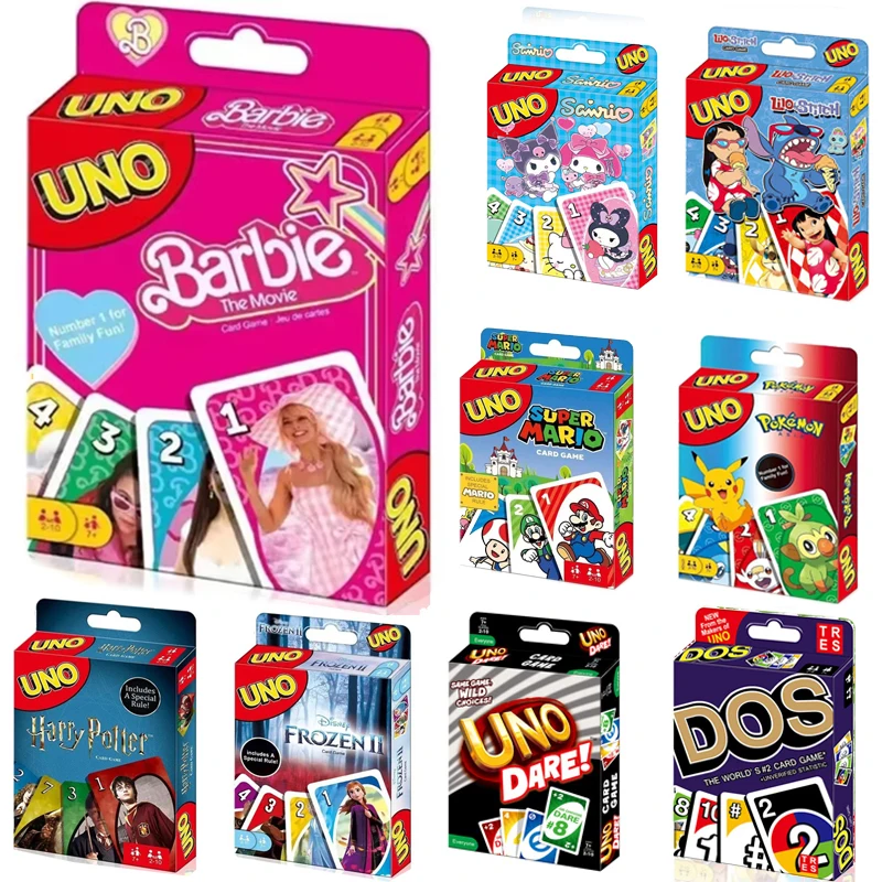 UNO FLIP! Barbie Board Game Anime Cartoon Pikachu Figure Pattern Family Funny Entertainment uno Cards Games Christmas Gifts