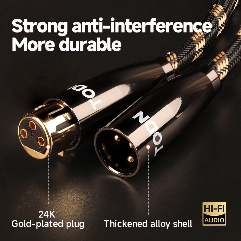 TODN 1 Para Kabli XLR 6N OCC Męski na Żeński 3-Pinowy Wtyk Zbalansowany Kabel Audio XLR do XLR Do Miksera Mikrofonowego — zdjęcie produktu 3