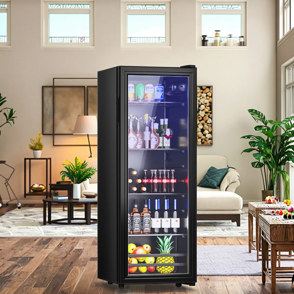 122L Home Commercial Single-door Transparent Glass Wine Cabinet Refrigeration Display Cabinet Fresh-keeping Refrigerator Ice bar