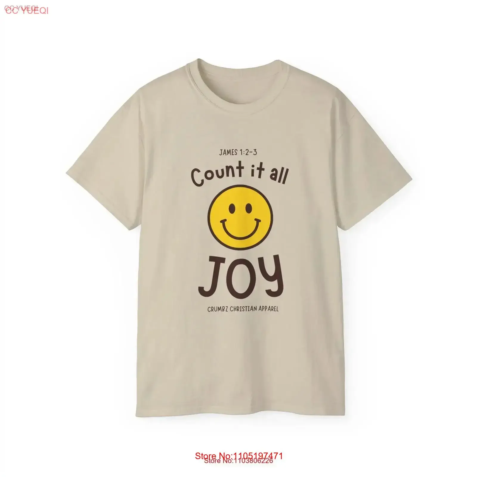 تي شيرت قطني من Count It All Joy عتيق مغسول كاجوال قابل للتنفس برسومات عصرية ملابس الشارع الشهير للجنسين متعدد الاستخدامات #1