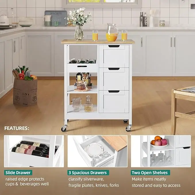 Mobile trolley Storage cart Hotel wine cart Golden multi-layer dining cart Restaurant food