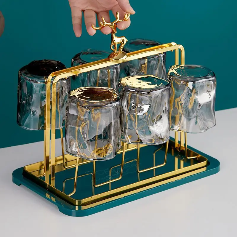 

Light Luxury Drainage Cup Holder Set, Creative Living Room Cup Holder, Elk Cup Holder Set