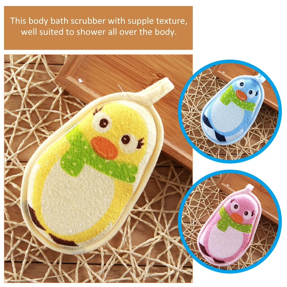 3Pcs Baby Bath Scrubbers Cartoon Cute Soft Body Scrubbers Exfoliating Shower Towels Portable Baby Bath Supplies