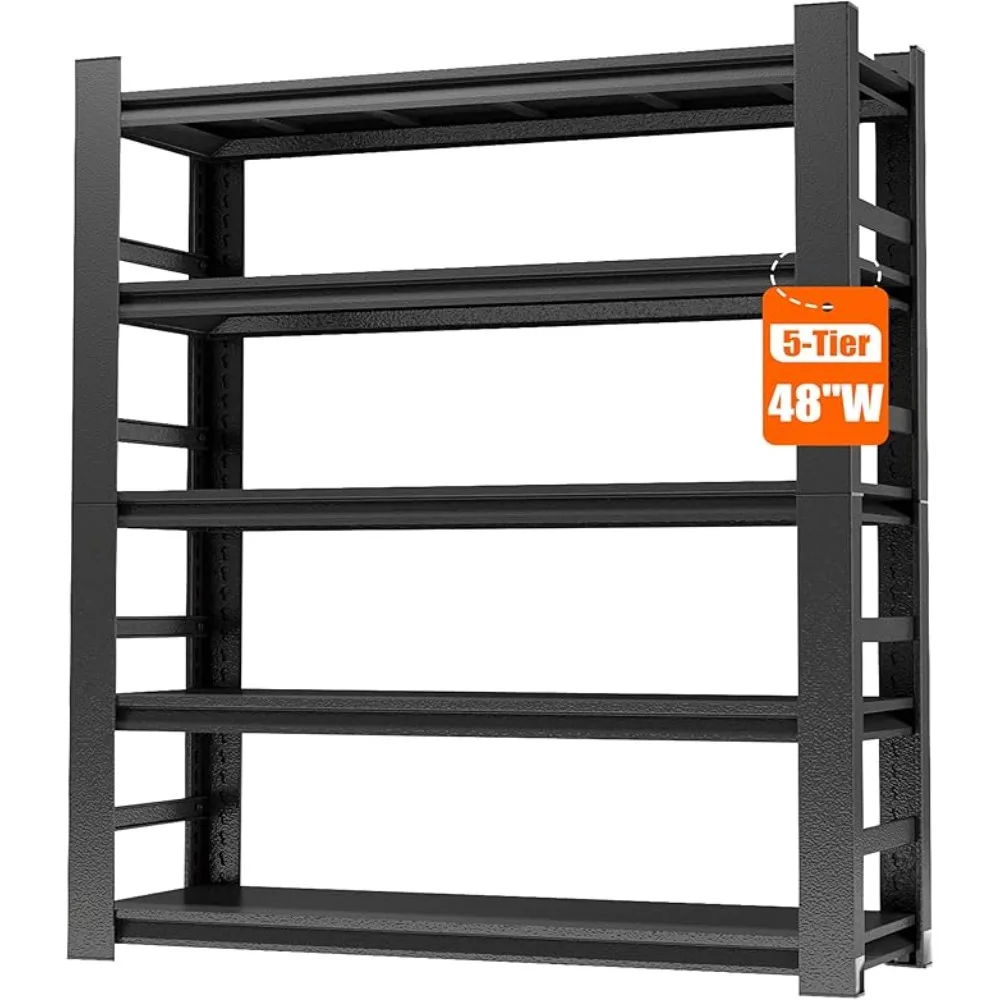 5-Tier Metal Garage Shelving Unit, Heavy Duty Steel Storage Rack with High Load Capacity, Ideal for Garage, Warehouse, Basement,