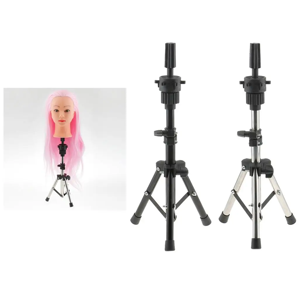 2pcs Cosmetology Manikin Practice Tripod Stand Rack Stainless Steel + Metal