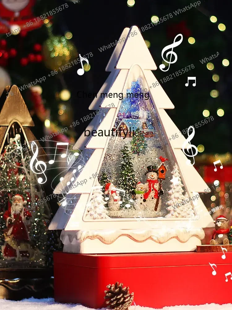

cn8350 LHY Christmas Snowflake Crystal Ball Music Box Birthday Gift Girls Music Box Tree Ornament Gift