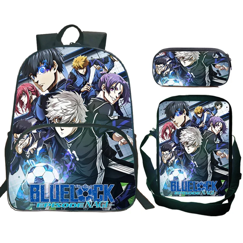 블루 락 어린이 배낭 (앞주머니 포함) 어깨 가방 연필 가방 학생 Isagi Yoichi Bookbags 소년 소녀 용 학교 가방