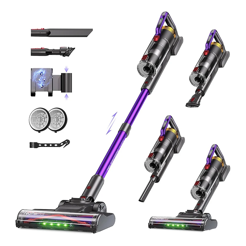UV2 Cordless Vacuum Cleaner, 48KPa 550W Vertical Vacuum Cleaners for Home, Lightweight Rechargeable Stick Vacuum with 65Mins Runtime, Self-Standing, Anti-Tangle Brush, Handle Vacuum for Pet Hair Carpet Hardwood Floors Cleaning