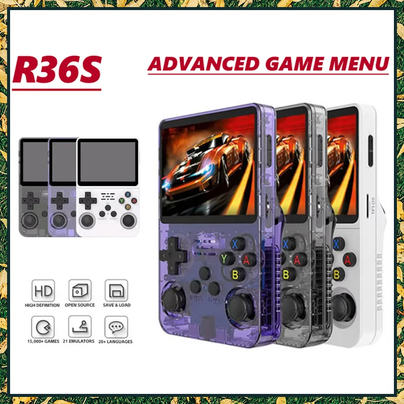 R36S Retro Handheld Video Game Console Linux System 3.5 Inch IPS Screen R35s Pro Portable Pocket Video Player 64GB Games