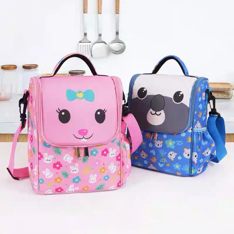 Bolsa de almuerzo de dibujos animados para niños, fiambrera aislada para niñas y niños, bolsa de almuerzo para niños pequeños, escuela, viajes, pícnic al aire libre, bolsa de hombro individual