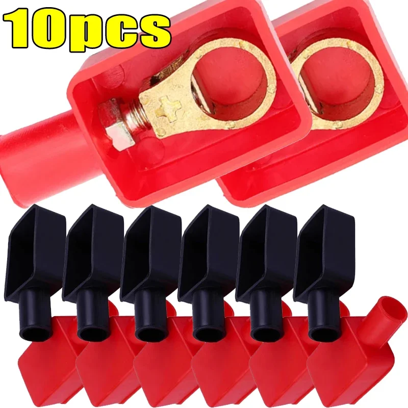 Red/Black PVC Dust Cover Battery Positive Negative Insulation Protector Auto Parts Car Battery Terminal Covers 2/4/6/8/10pcs