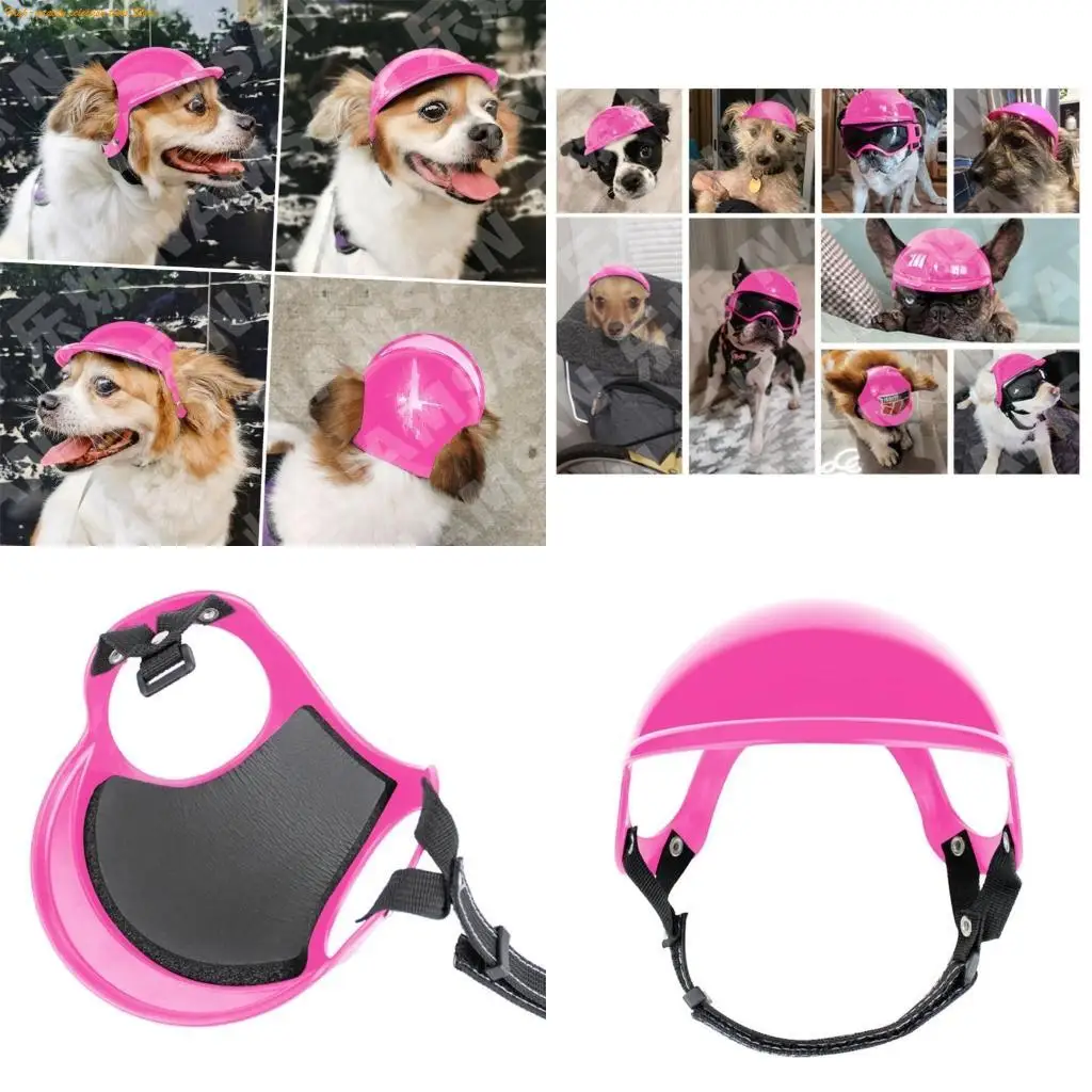 203F Safety Dogs Cats Helmet with Stretch Chin Rope Outdoor Pet Motorcycle Hat