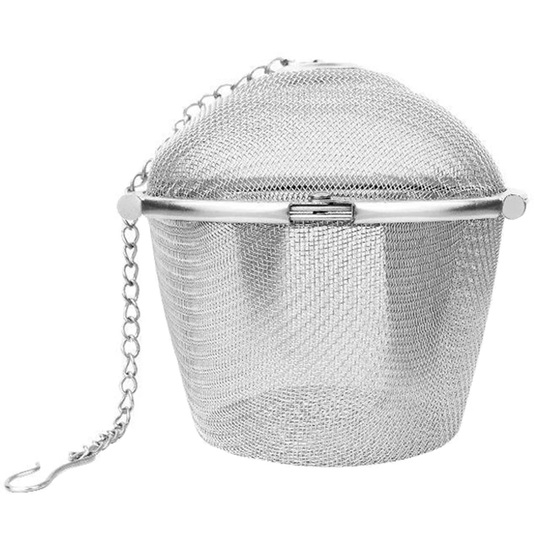 Herbal Ball Tea Spice Strainer Durable Silver Reusable Stainless Mesh Teakettle Locking Tea Filter Infuser Spice Kitchen 5 Sizes