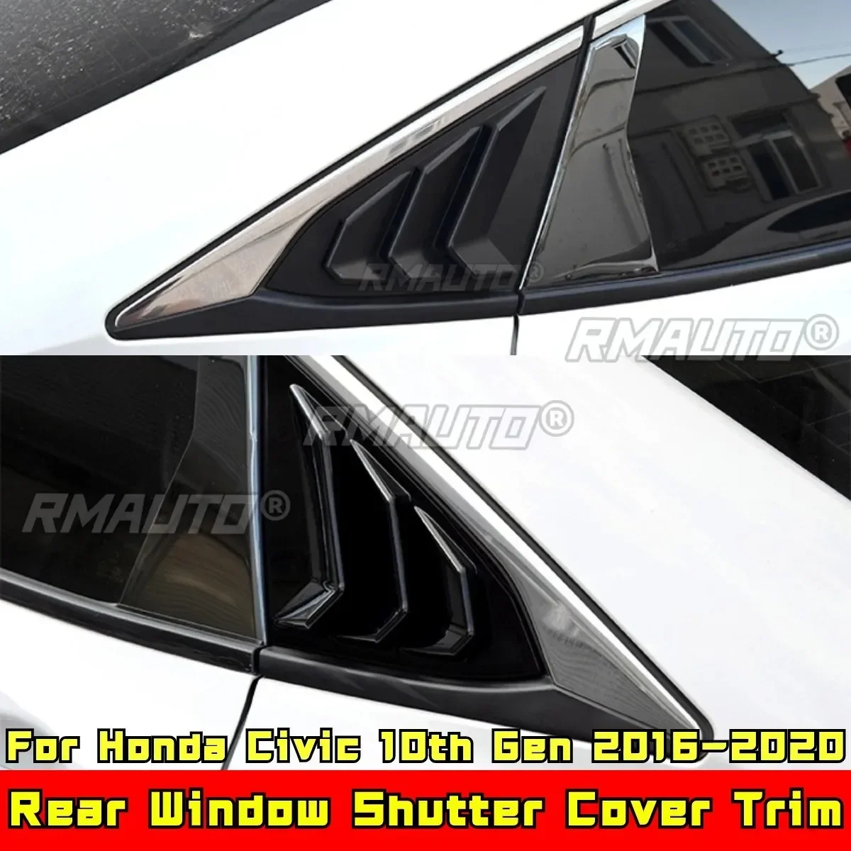 Civic Rear Window Side Vent Shutter Louver Cover Trim Carbon Fiber Look for Honda Civic 10th Gen 2016-2020 Car Accessories