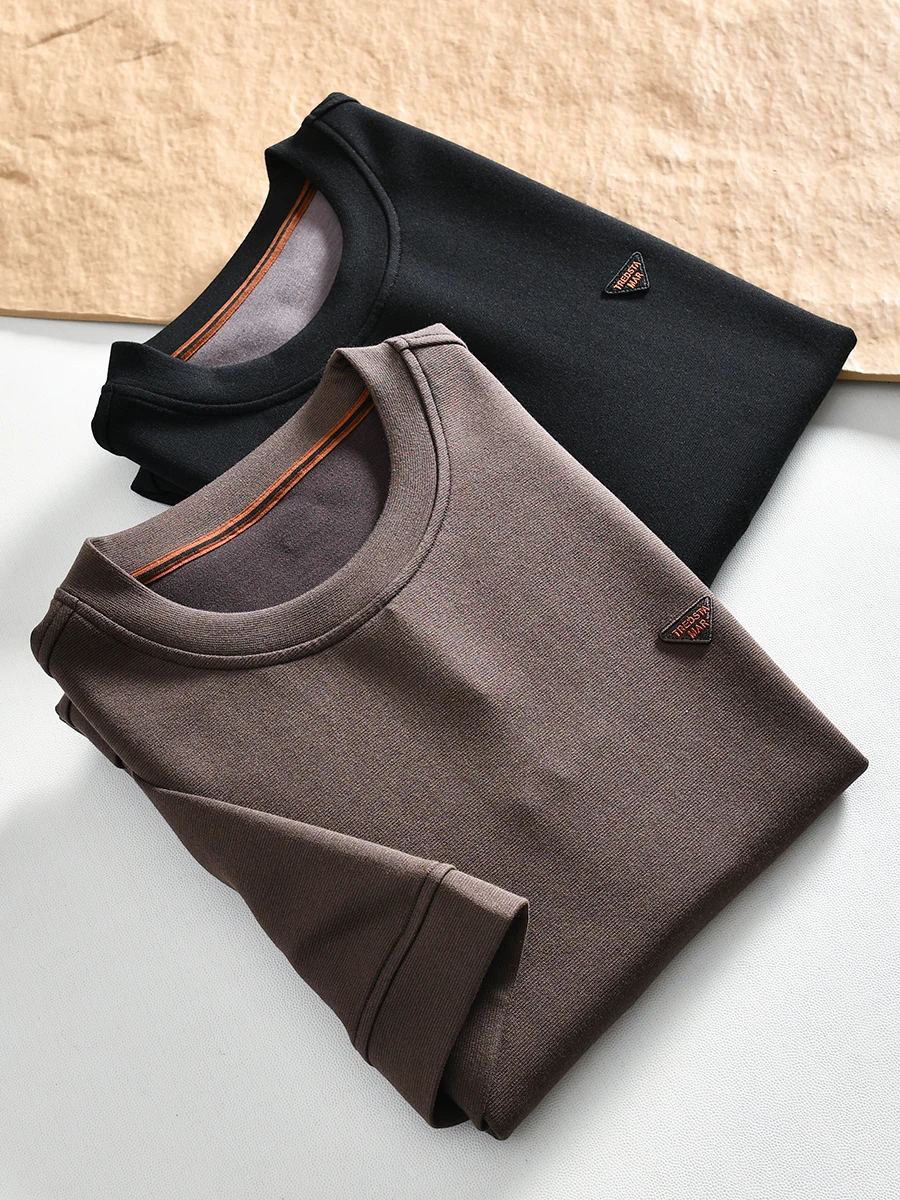 

Pleasant Warmth Premium Wool Men's Short Sleeve T-Shirt Fashionable Urban Style Standard Fit Youthful Base Layer Hoodie