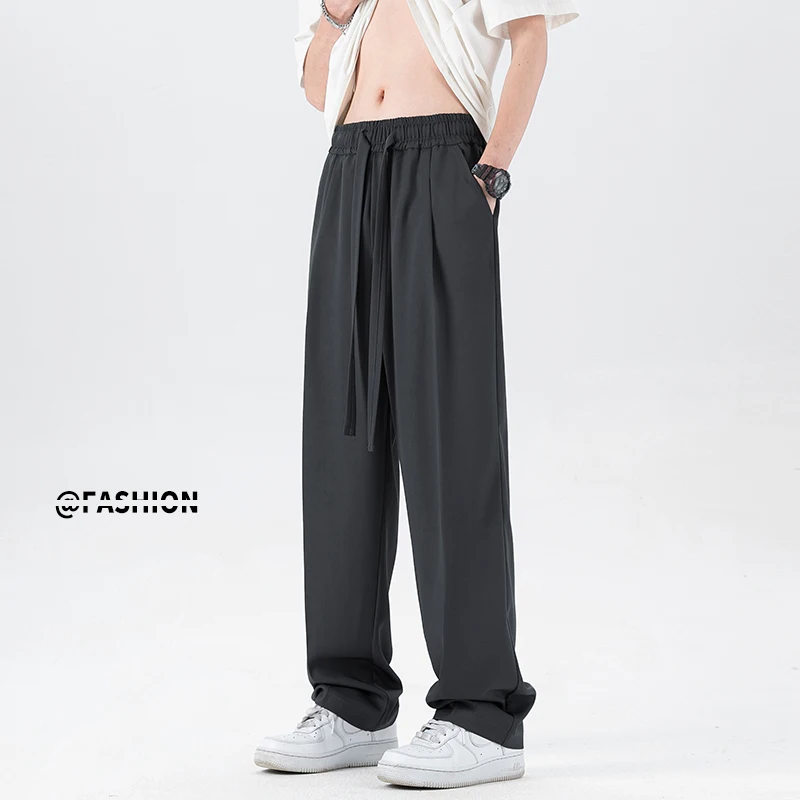 

Мужские брюки из ледяного шелка прямого кроя, летние, легкие, дышащие, свободного кроя, в пол, повседневные, длинные