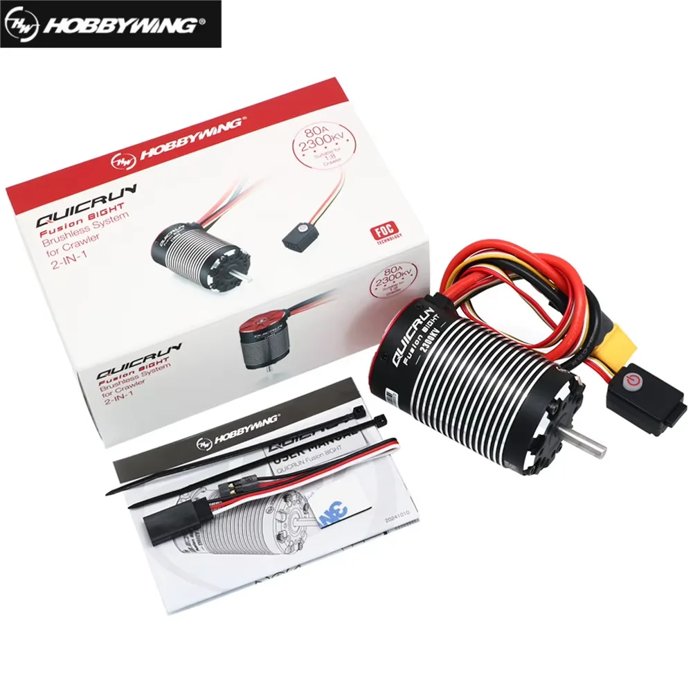 Hobbywing QuicRun Fusion 8IGHT 2-IN-1 80A 2300KV Brushless Sensored Motor ESC Integrated for 1/8 RC Climbing Crawler Car