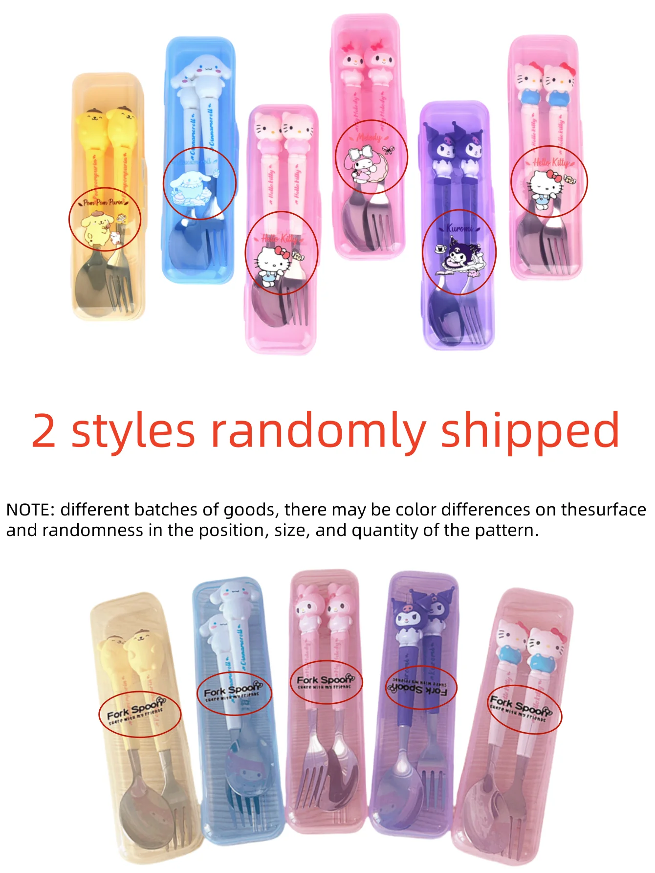 2 stks/set roestvrijstalen vork en lepelset, Hello Kitty Cartoon schattig draagbaar herbruikbaar servies, huis- en buitenbenodigdheden