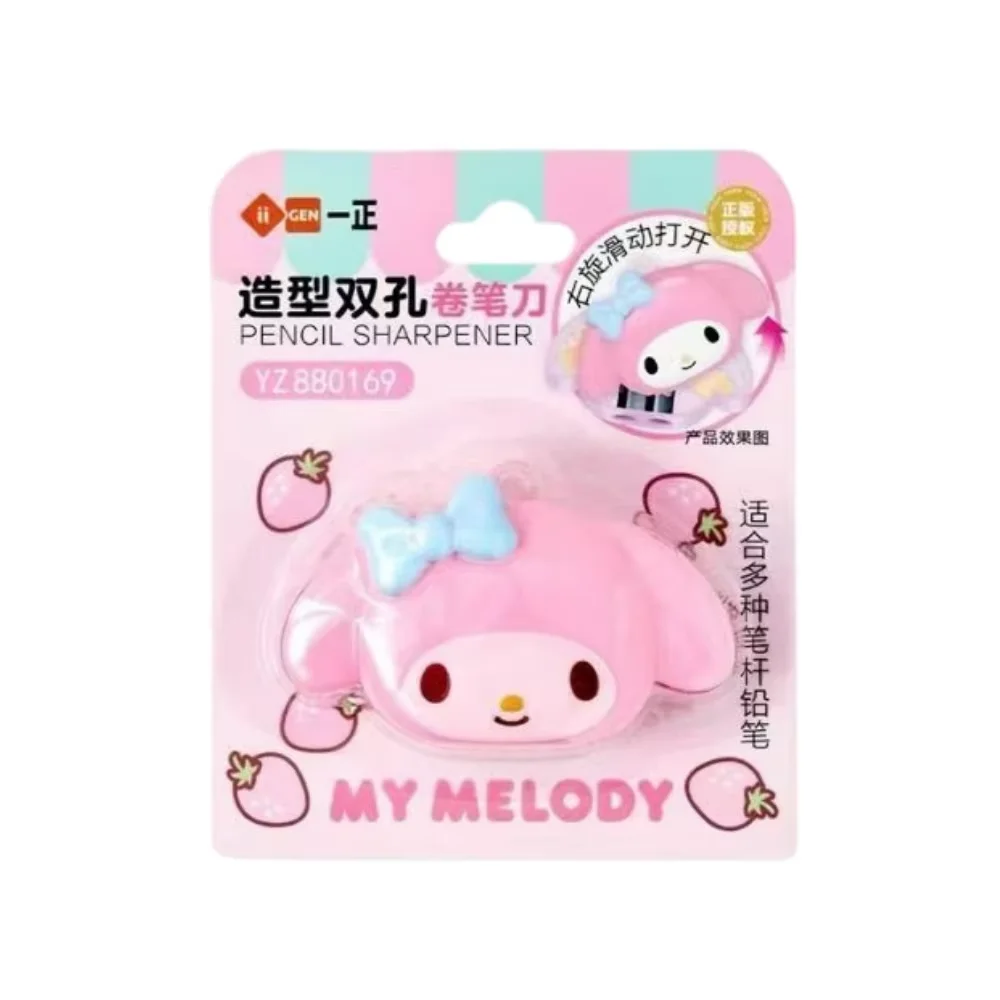 Kawaii My Melody Hello Kitty potloodslijper met dubbele opening, een draagbare, kleine potloodslijper voor kinderen, ideaal als schoolspullen.