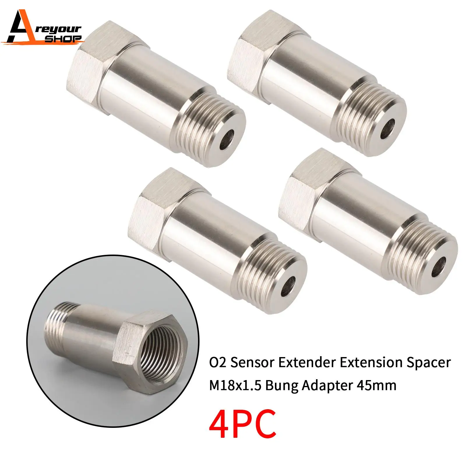 Areyourshop Sensor Test Pipe Extension Extender Adapter Spacer M18 X 1.5 Bung 45mm