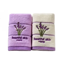 High Quality Bath Towel Cotton Embroidery Lavender Aromatherapy Soft Hand Face  Sheet Set 34 X 74cm