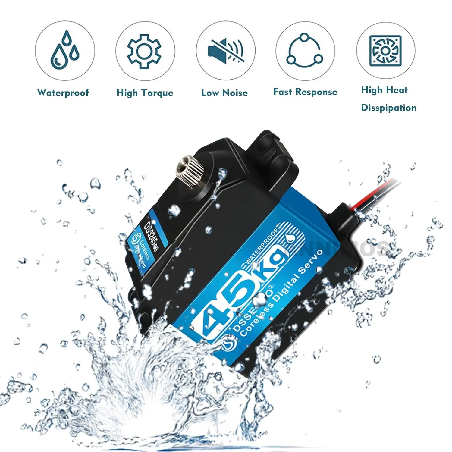 

45KG Torque Servos 8.4V Coreless Steering Servo Motor Stainless Steel Gear Waterproof for 1/8 1/10 1/12 Scale Cars Robot 180/270