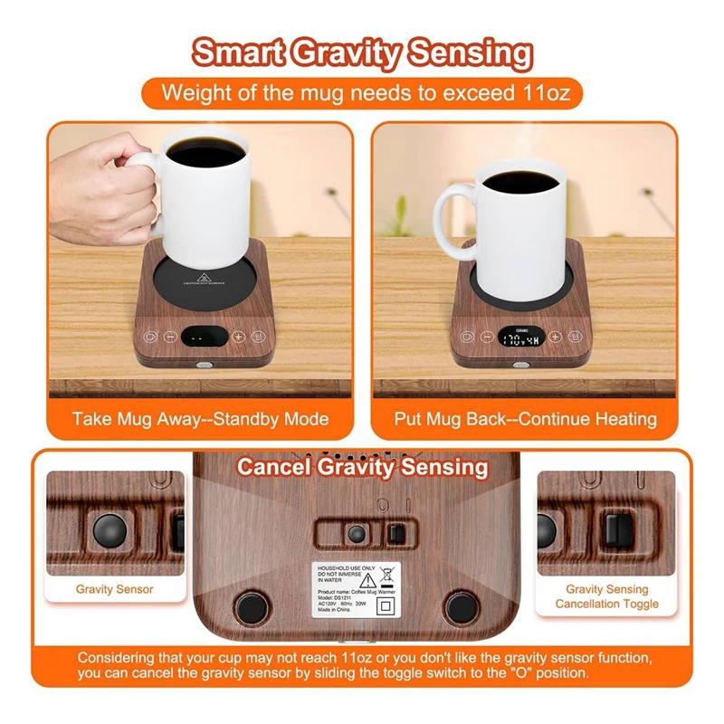 Coffee Mug Warmer, Auto On/Off Upgrade -Induction Mug Warmer For Desk With 9 Temperature Settings,1-9 Timer Easy Install