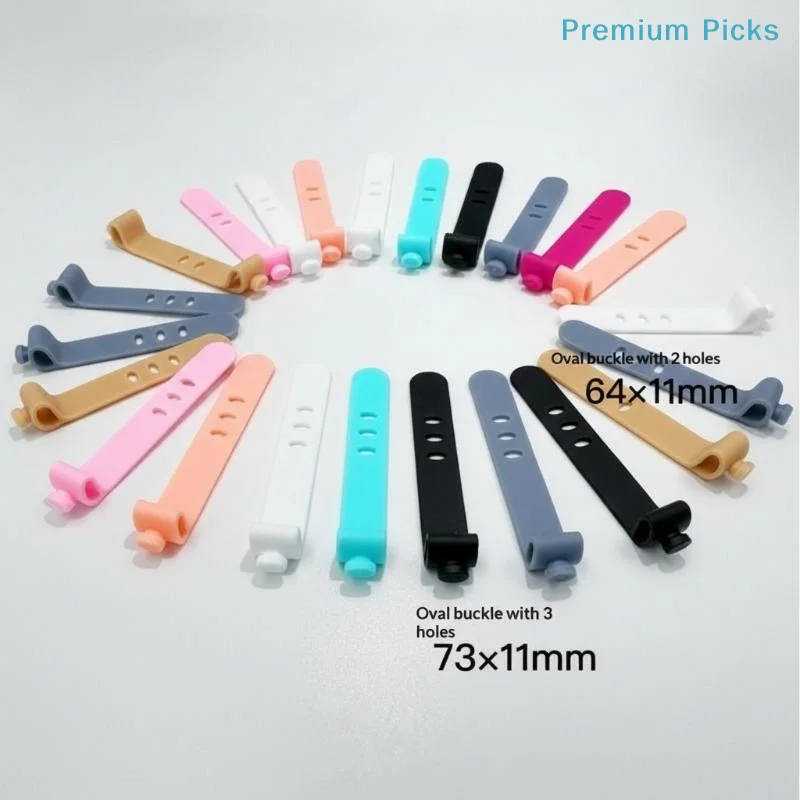 portableAdjustable Multicolor TPR Cord Ties 10 Pcs Reusable Cable Management Straps for Home Office Travel Organization