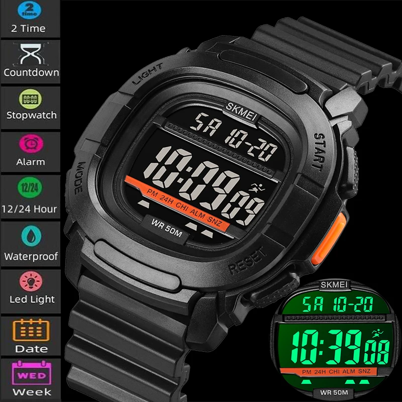 

Skmei Luxury Sport Digital Watches Men Dual Time Waterproof Chrono Countdown LED Electronic Male Wristwatches Relogio Masculino